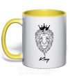 Чашка з кольоровою ручкою Лев король King Сонячно жовтий фото