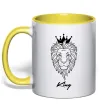 Чашка с цветной ручкой Лев король King Лимонный фото