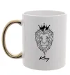 Чашка с цветной ручкой Лев король King Золото фото