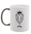 Чашка с цветной ручкой Лев король King Серебро фото