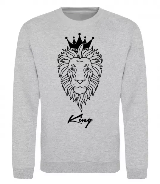 Свитшот Лев король King Серый меланж фото