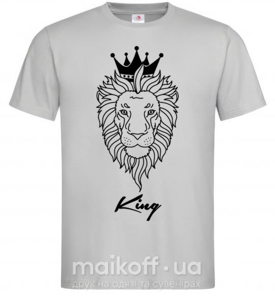 Мужская футболка Лев король King Серый фото