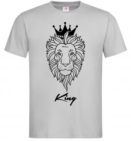 Мужская футболка Лев король King Серый фото
