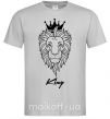 Мужская футболка Лев король King Серый фото