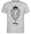 Мужская футболка Лев король King Серый фото