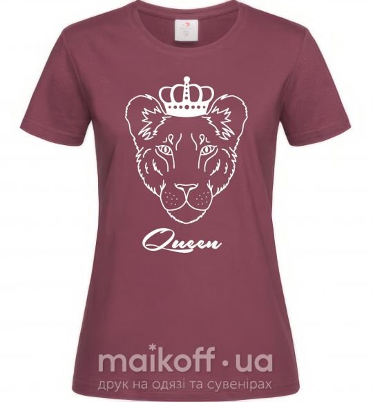 Женская футболка Львица королева Queen Бордовый фото