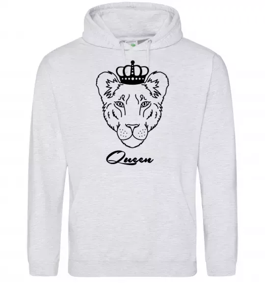 Жіноча толстовка (худі) Левиця королева Queen Сірий меланж фото