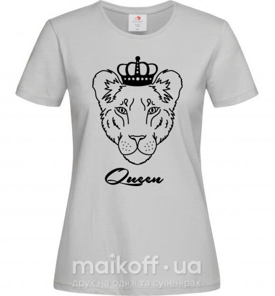 Жіноча футболка Львица королева Queen Сірий фото