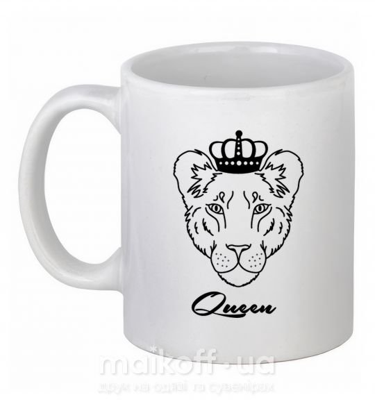 Чашка керамическая Львица королева Queen Белый фото