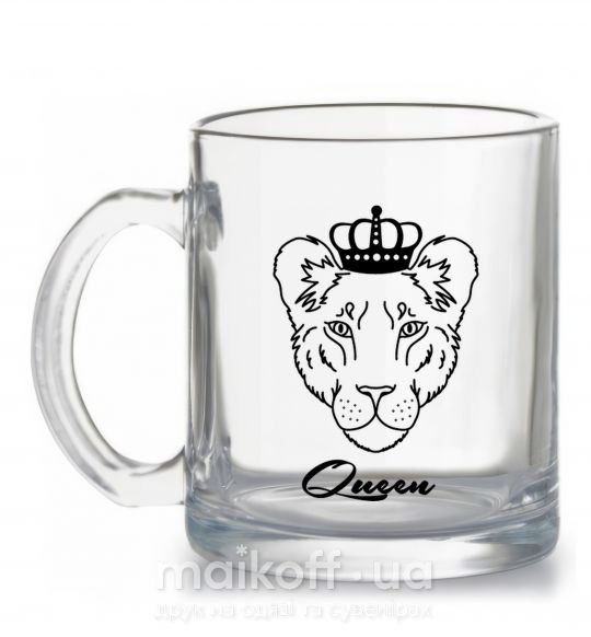 Чашка стеклянная Львица королева Queen Прозрачный фото
