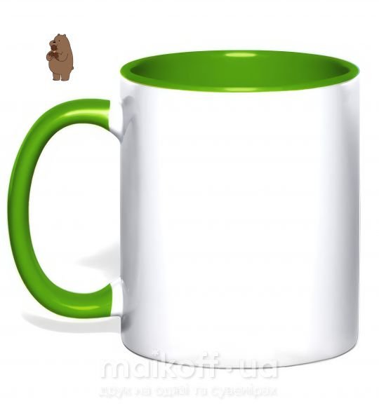 Чашка с цветной ручкой Мы обычные медведи гризли мишка мороженое Зеленый фото