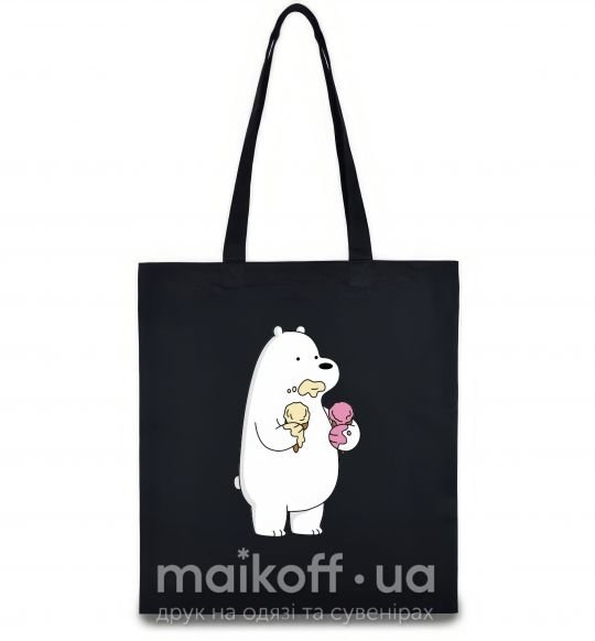 Еко-сумка Мы обычные медведи белый мишка мороженое Чорний фото