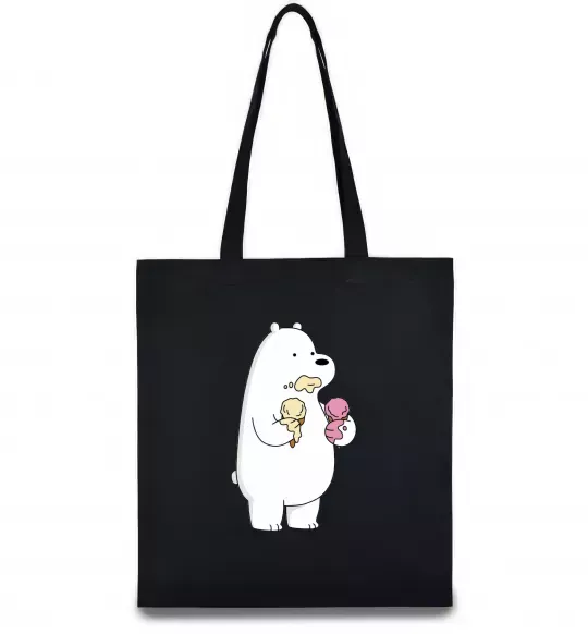 Еко-сумка Білий ведмідь з морозивом Чорний фото