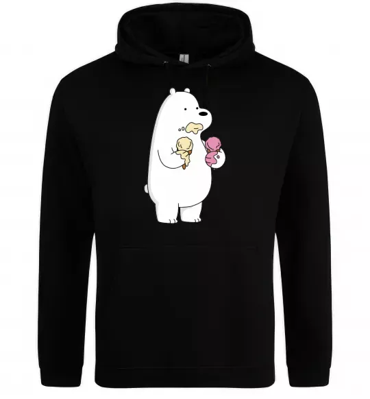 Мужская толстовка (худи) Білий ведмідь з морозивом Черный фото