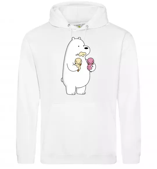 Мужская толстовка (худи) Білий ведмідь з морозивом Белый фото