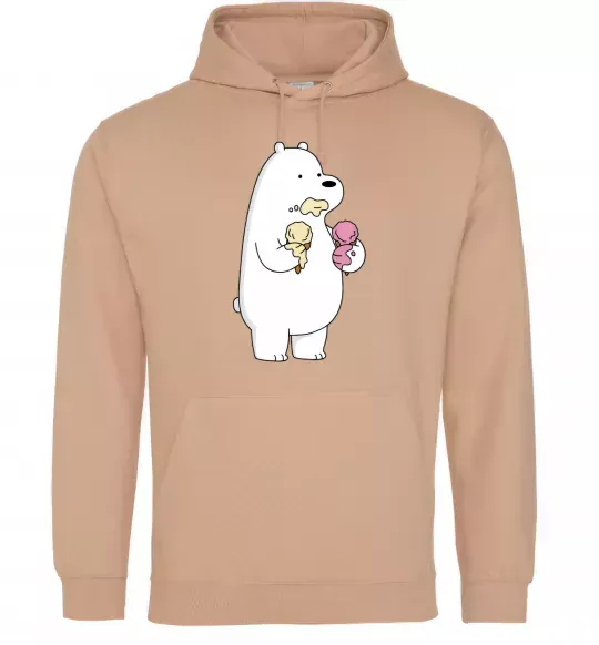 Мужская толстовка (худи) Білий ведмідь з морозивом Песочный фото