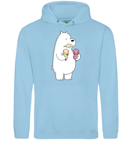 Чоловіча толстовка (худі) Білий ведмідь з морозивом Блакитний фото