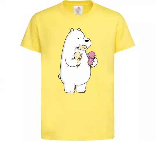 Дитяча футболка Білий ведмідь з морозивом Лимонний фото
