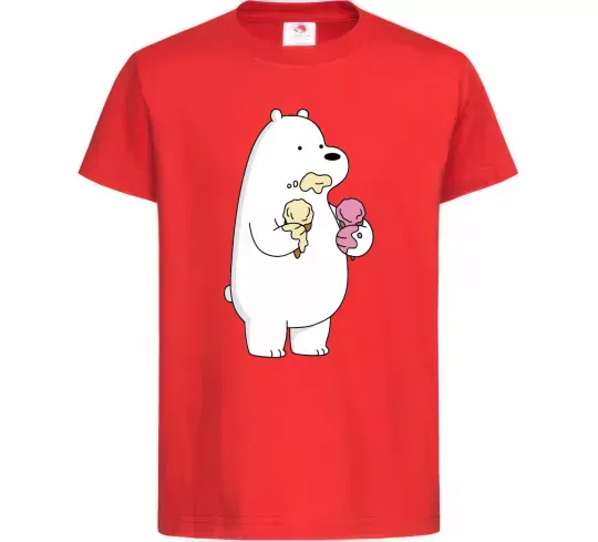 Дитяча футболка Білий ведмідь з морозивом Червоний фото