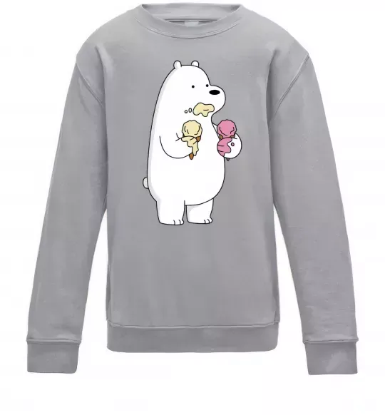 Детский Свитшот Білий ведмідь з морозивом Серый меланж фото