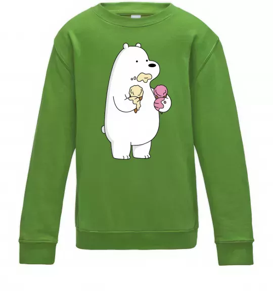 Детский Свитшот Білий ведмідь з морозивом Лаймовый фото