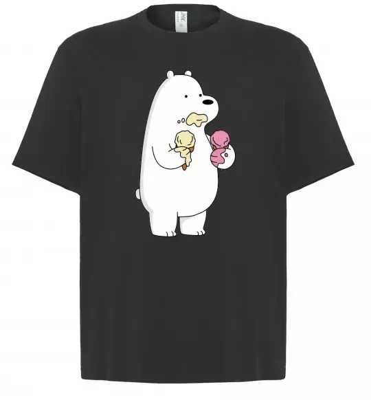 Футболка Оверсайз Білий ведмідь з морозивом Чорний фото