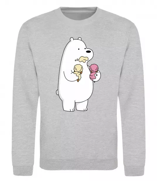Свитшот Білий ведмідь з морозивом Серый меланж фото