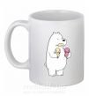 Чашка керамическая Мы обычные медведи белый мишка мороженое Белый фото