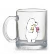 Чашка скляна Мы обычные медведи белый мишка мороженое Прозорий фото