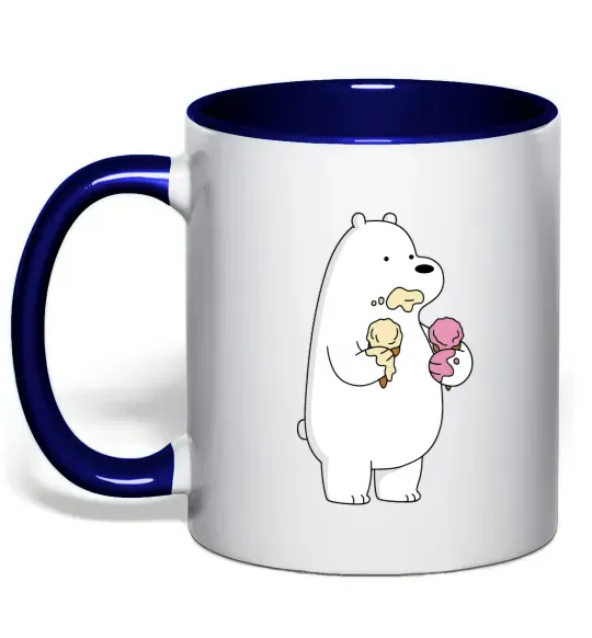 Чашка с цветной ручкой Білий ведмідь з морозивом Глубокий темно-синий фото