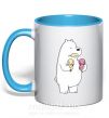 Чашка з кольоровою ручкою Мы обычные медведи белый мишка мороженое Блакитний фото