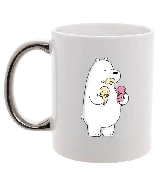 Чашка с цветной ручкой Білий ведмідь з морозивом Серебро фото