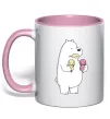 Чашка с цветной ручкой Білий ведмідь з морозивом Нежно розовый фото