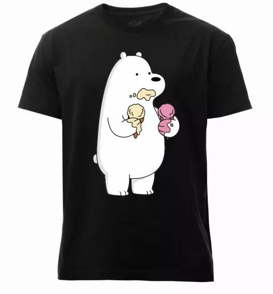 Мужская премиум футболка Білий ведмідь з морозивом Черный фото
