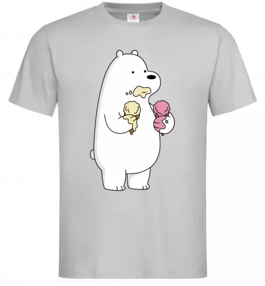 Мужская футболка Білий ведмідь з морозивом Серый фото