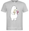 Мужская футболка Мы обычные медведи белый мишка мороженое Серый фото