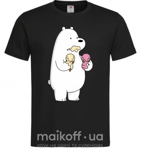 Мужская футболка Мы обычные медведи белый мишка мороженое Черный фото