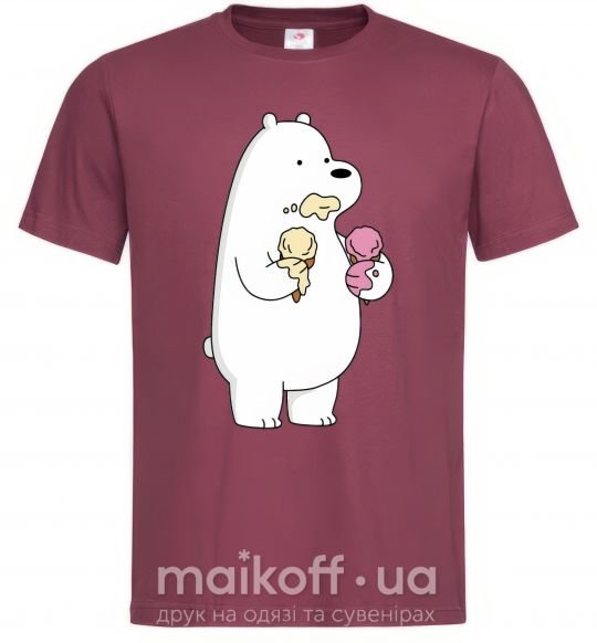 Чоловіча футболка Мы обычные медведи белый мишка мороженое Бордовий фото