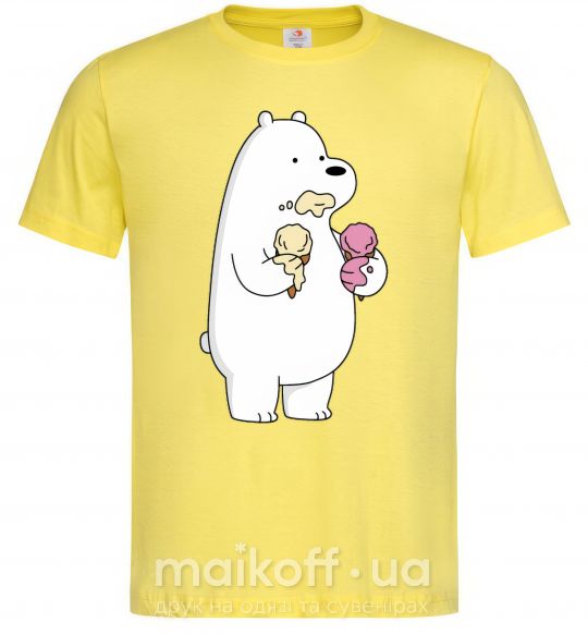Мужская футболка Мы обычные медведи белый мишка мороженое Лимонный фото