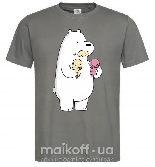 Мужская футболка Мы обычные медведи белый мишка мороженое Графит фото