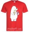 Мужская футболка Мы обычные медведи белый мишка мороженое Красный фото