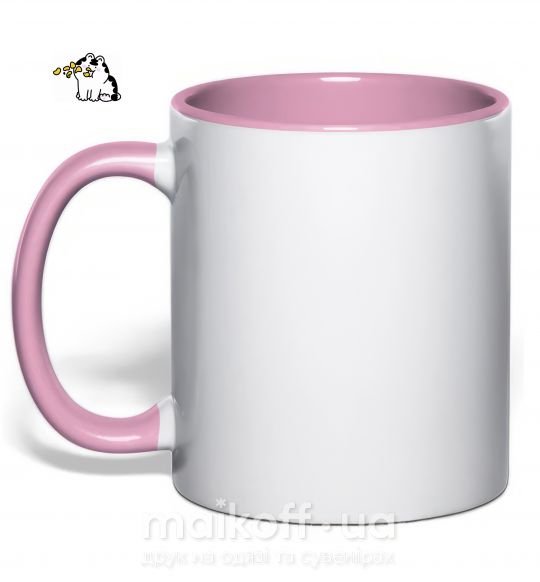 Чашка з кольоровою ручкою Парные чипсы тигра Ніжно рожевий фото