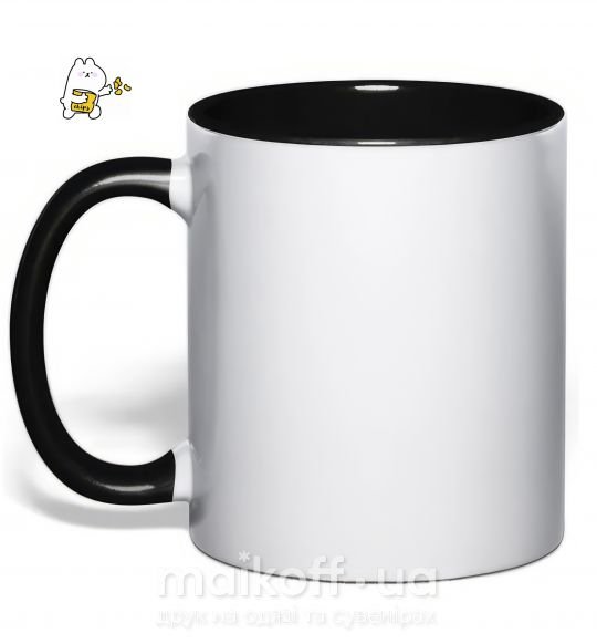 Чашка з кольоровою ручкою Парные чипсы кролик Чорний фото