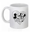 Чашка керамическая Микки Маус влюблен чб Белый фото