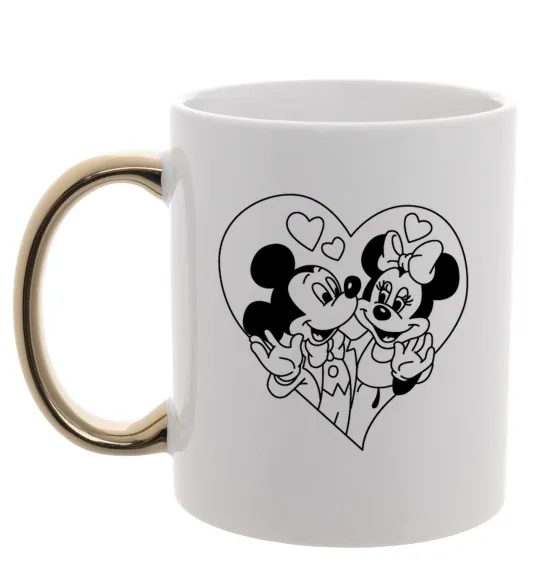 Чашка с цветной ручкой Міккі Маус закоханий Золото фото