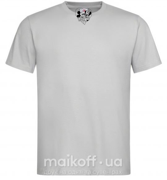 Мужская футболка Микки Маус влюблен чб Серый фото