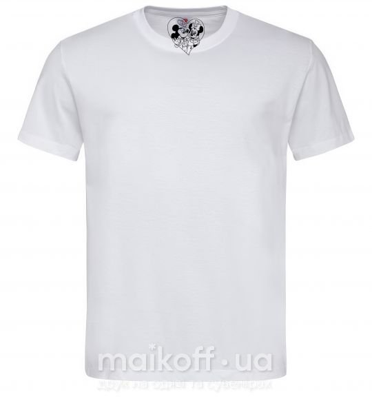 Мужская футболка Микки Маус влюблен чб Белый фото