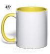 Чашка з кольоровою ручкою Микки Маус влюблен чб Сонячно жовтий фото