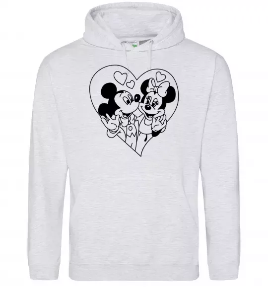 Мужская толстовка (худи) Міккі Маус закоханий Серый меланж фото