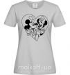 Жіноча футболка Микки Маус влюблен чб Сірий фото